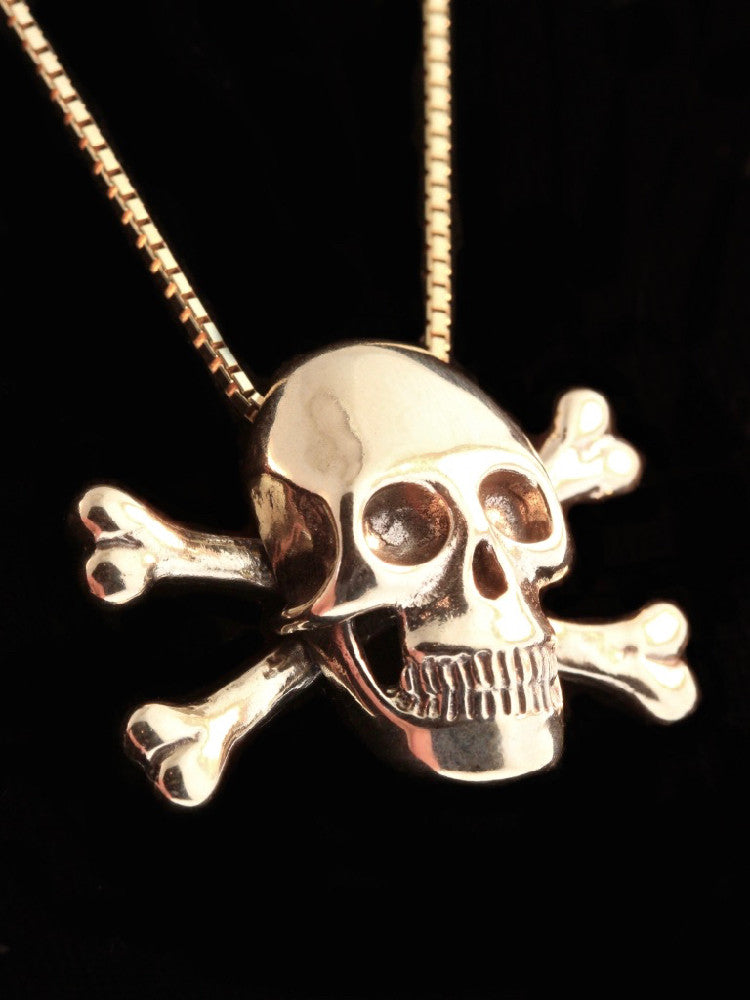 Large Skull and Crossbones Pendant in Gold