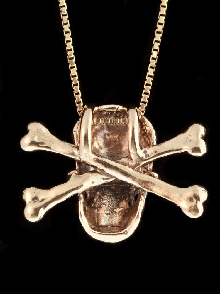 Large Skull and Crossbones Pendant in Gold