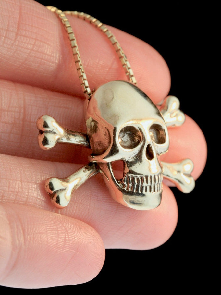 Large Skull and Crossbones Pendant in Gold