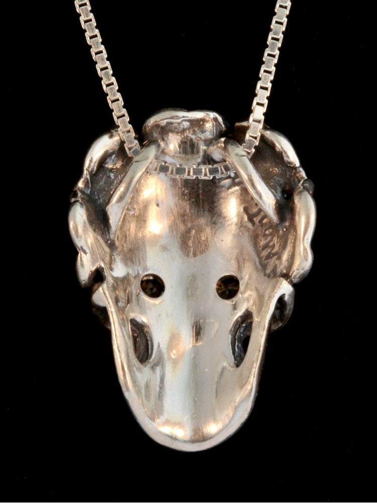 Skull and Rose Pendant with Gemstone Eyes