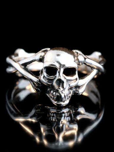 Medium Skull and Crossbones Ring - Silver