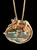 Sleeping Cat Pendant with Gemstone - 14K Gold