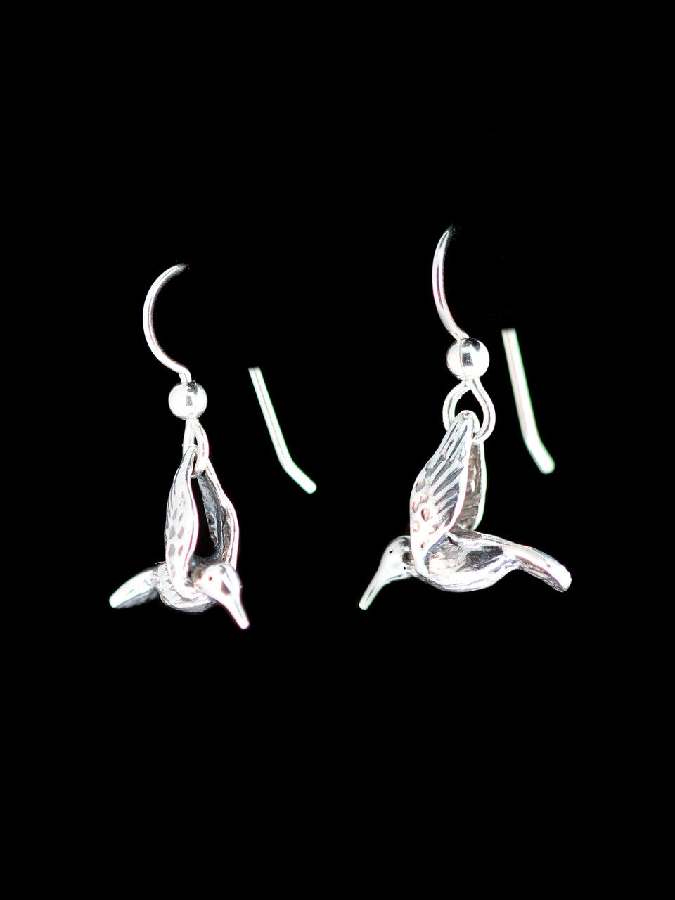 Small Hummingbird Earrings in Silver