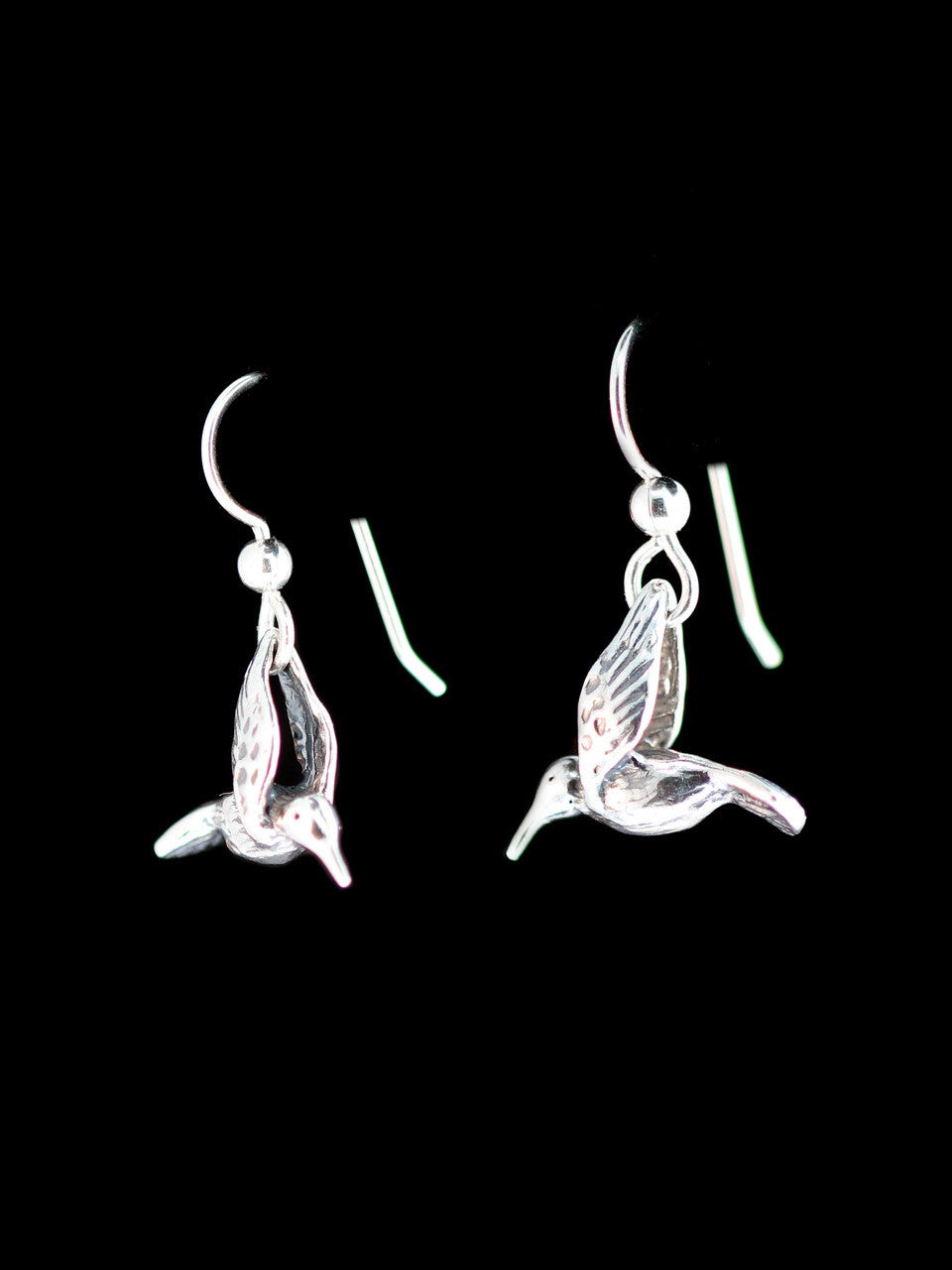 Hummingbird Pendant and Hummingbird Earrings Jewelry Set - Sterling Silver