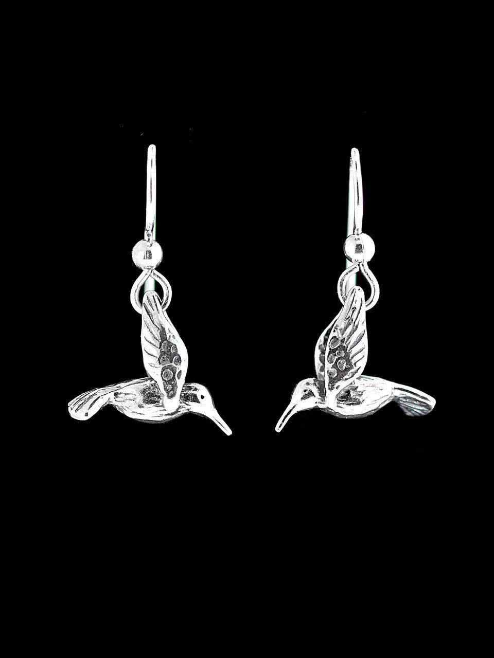 Hummingbird Pendant and Hummingbird Earrings Jewelry Set - Sterling Silver