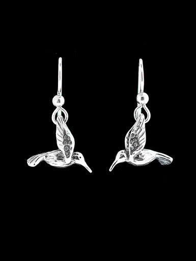 Small Hummingbird Earrings - Silver