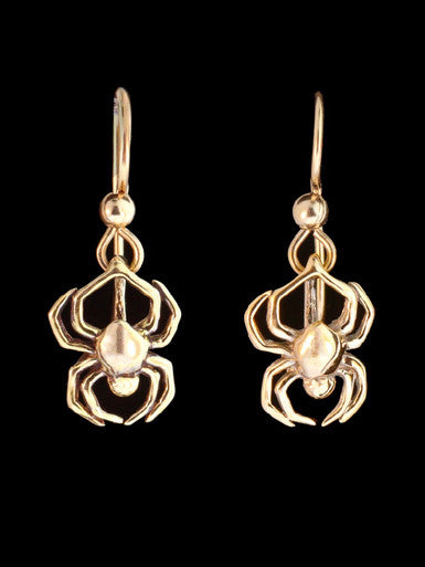 Small Spider Earrings - 14K Gold