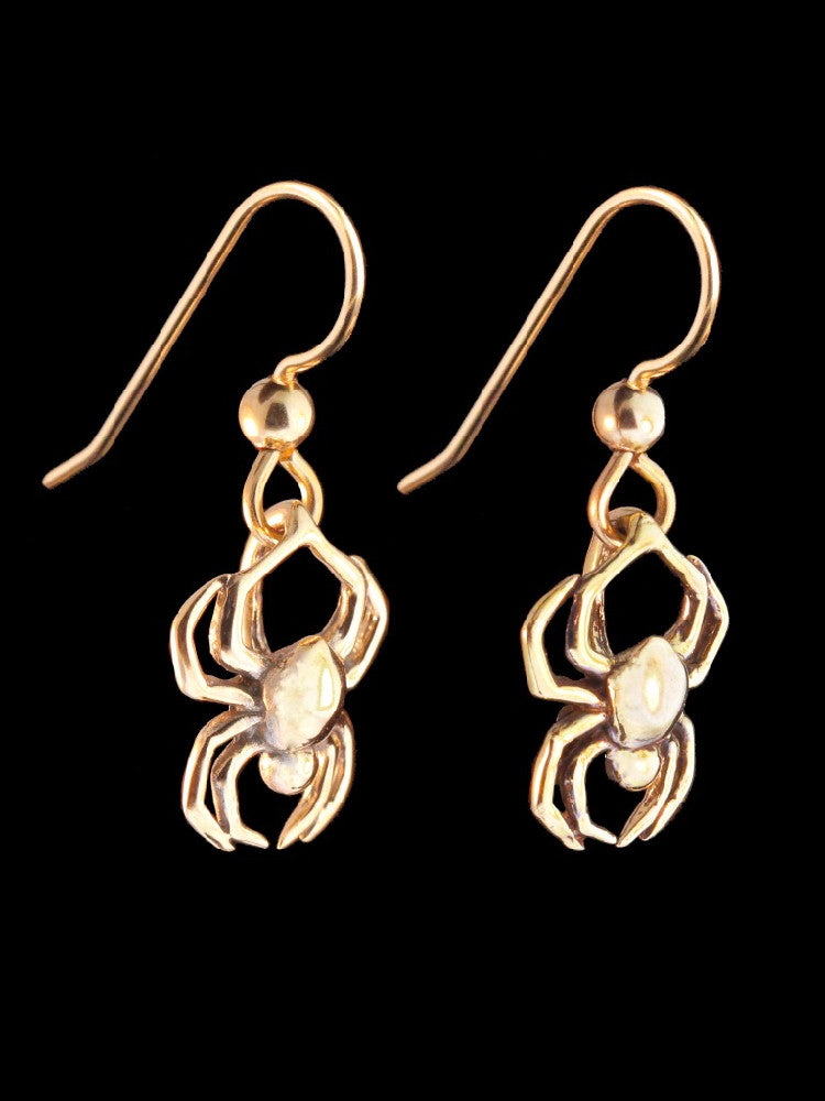 Small Spider Earrings in 14K Gold