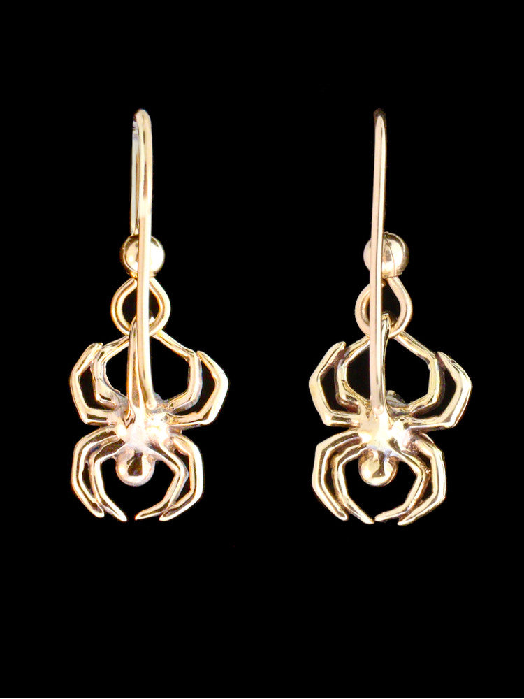 Small Spider Earrings in 14K Gold