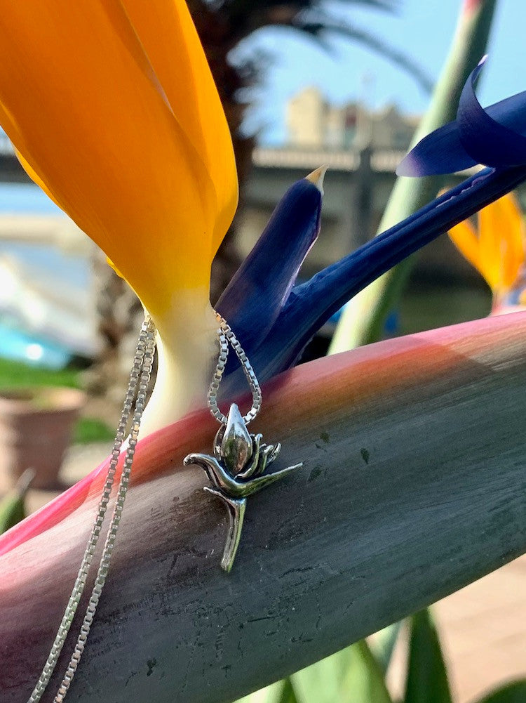 Tiny Bird of Paradise Charm - Sterling Silver
