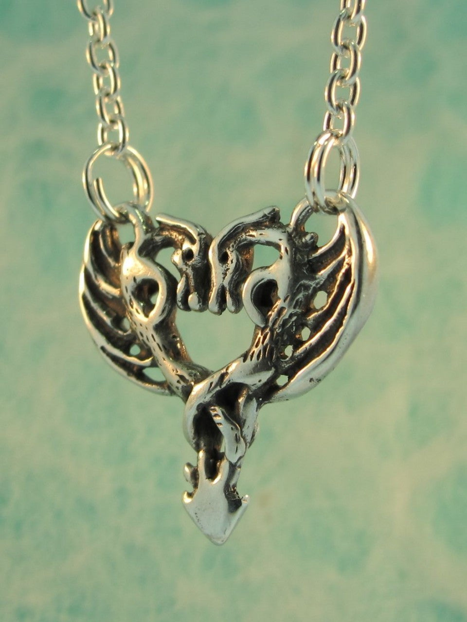 Small Dragon Heart Pendant - Sterling Silver