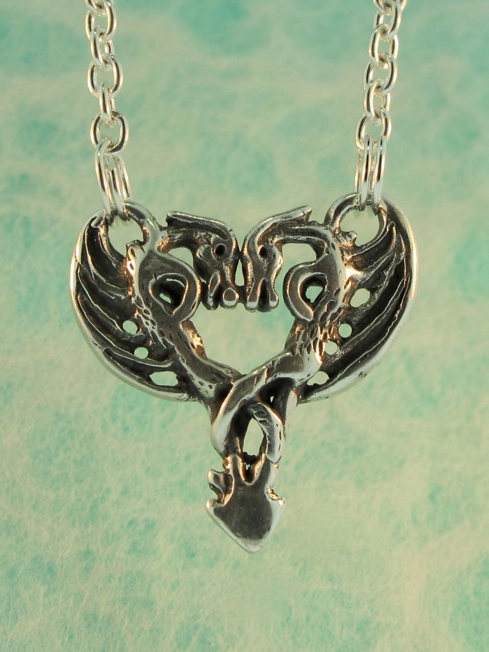 Small Dragon Heart Pendant - Sterling Silver