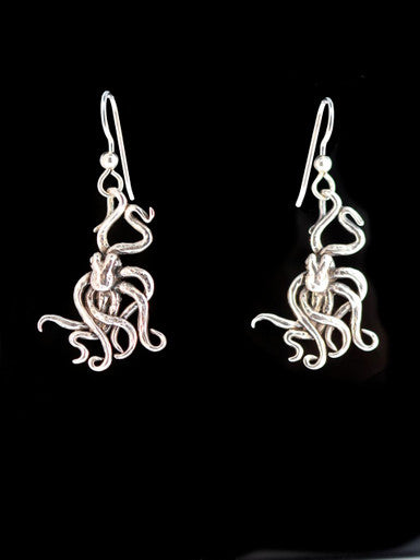 Small Octopus Earrings - Sterling Silver