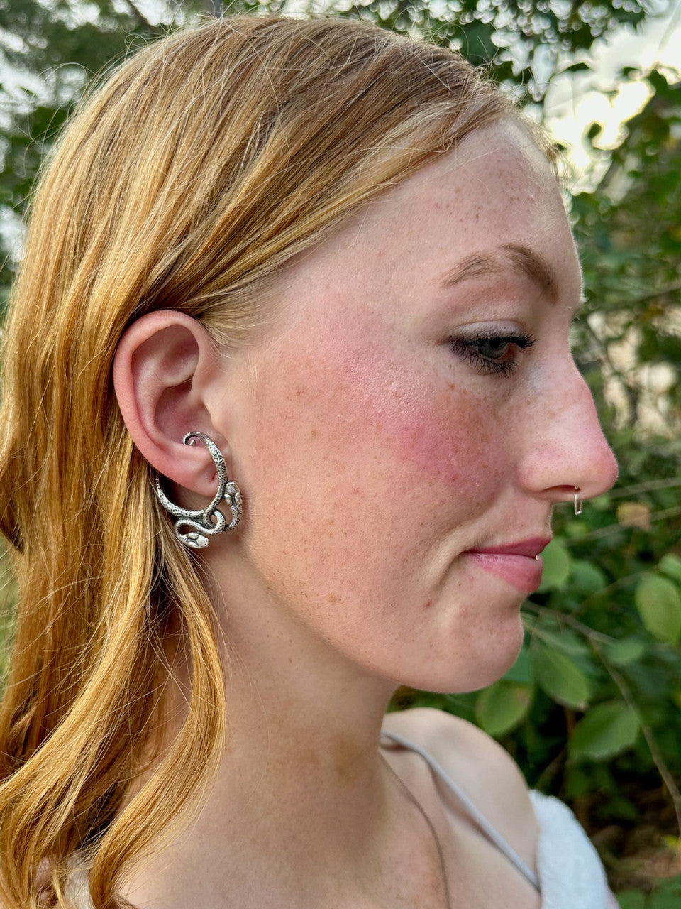 Snake Charmer Ear Hoop - Silver