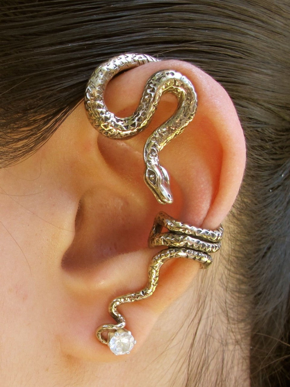 Bronze Python Snake Ear Wrap