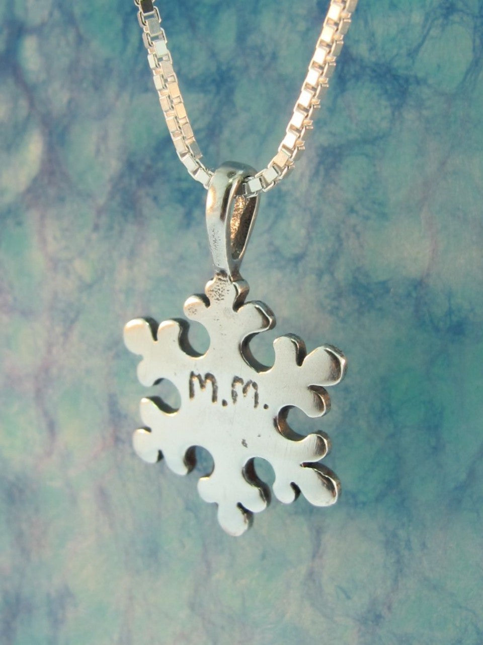 Christmas Rounded Snowflake Charm in Silver