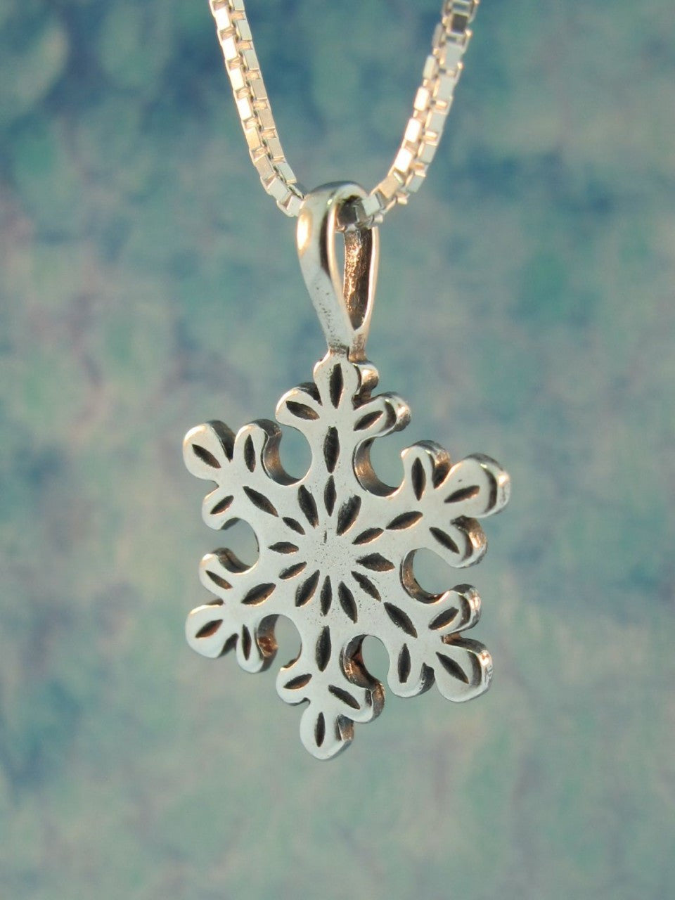 Christmas Rounded Snowflake Charm in Silver