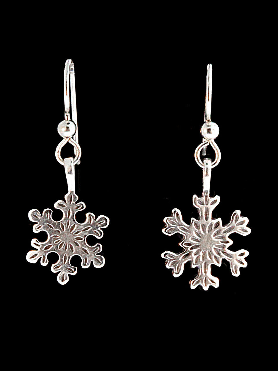 Christmas - Small Snowflake Earrings - Sterling Silver