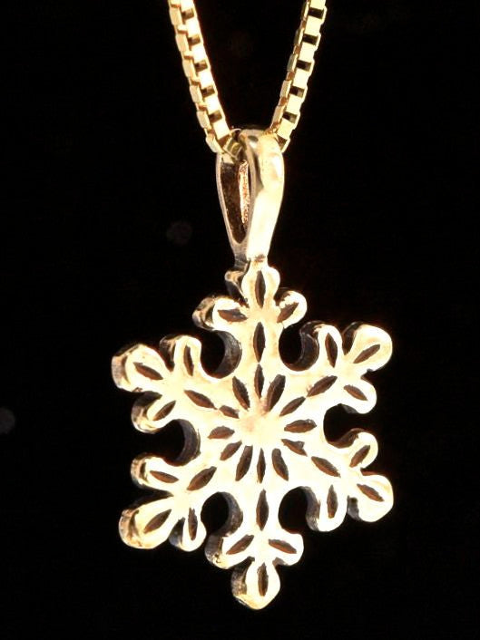 Rounded Snowflake Charm - 14k Gold