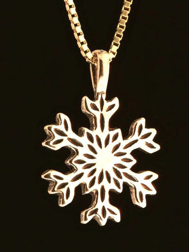 Christmas - Pointed Snowflake Charm -  14k Gold