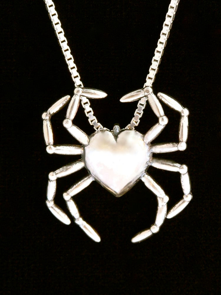 Spider Heart Pendant - Silver