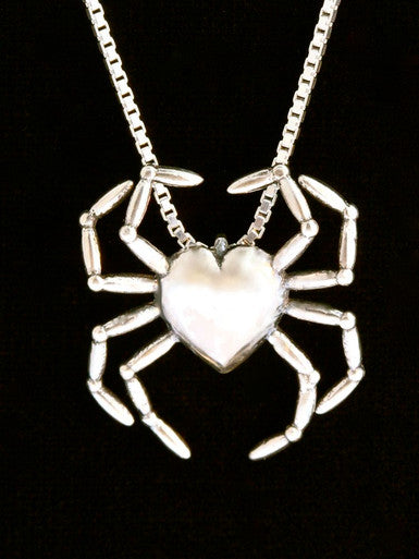 Spider Heart Pendant - Silver