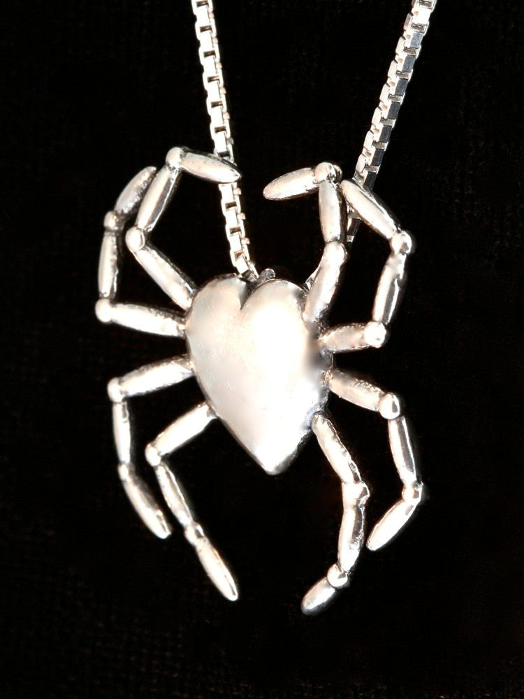 Spider Heart Pendant - Silver