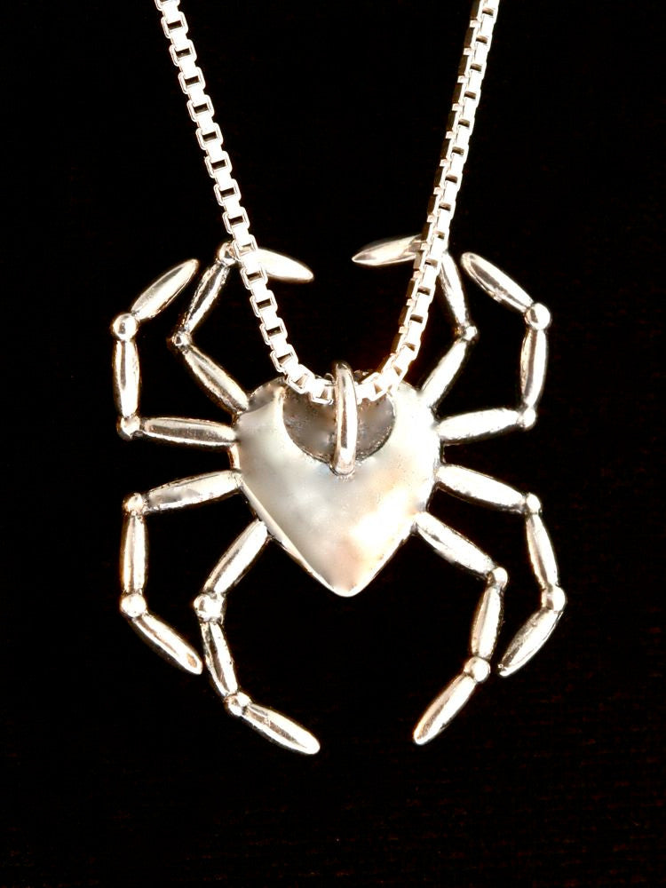 Spider Heart Pendant - Silver