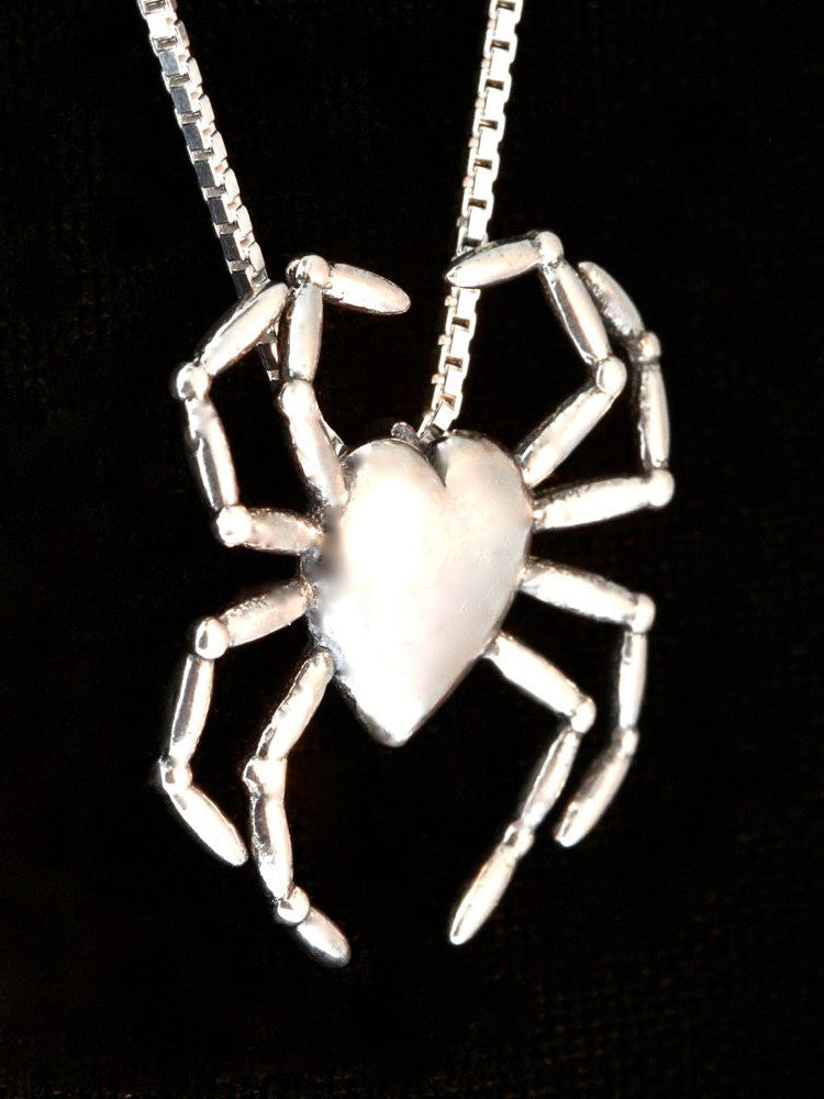 Spider Heart Pendant - Silver