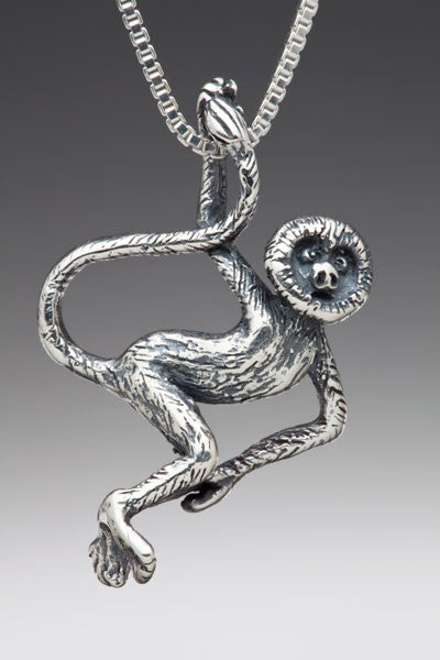 Rainforest Spider Monkey Charm - Sterling Silver