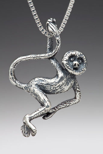 Rainforest Spider Monkey Charm - Sterling Silver