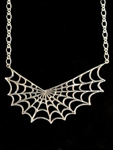 Spider Web Pendant with Figure Eight Chain - Silver