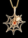 Spider Web Pendant with Mexican Fire Opal - 14k Gold