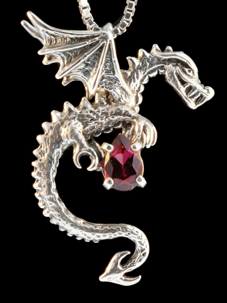 Spike Dragon Pendant w/Rhodolite Garnet
