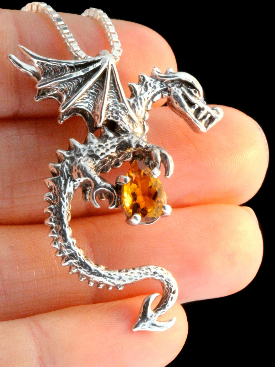 Spike Dragon Pendant w/Citrine