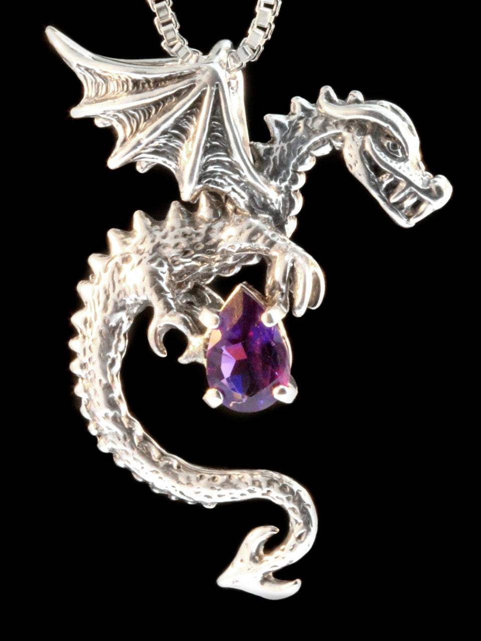 Spike Dragon Pendant w/Amethyst