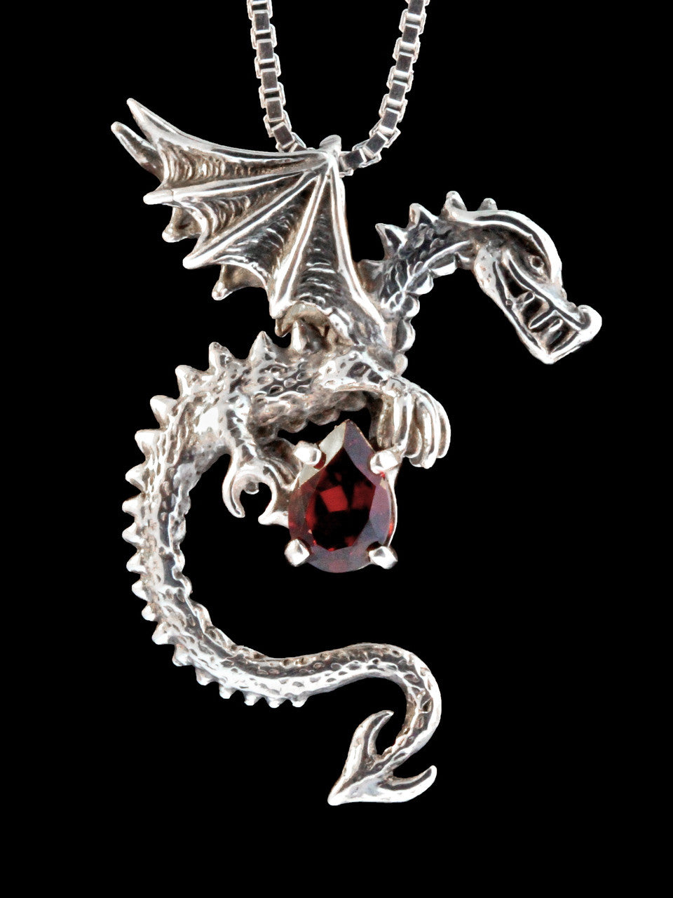 Spike Dragon Pendant w/Mozambique Garnet