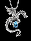 Dragon - Spike Dragon Pendant with Gemstone - Sterling Silver