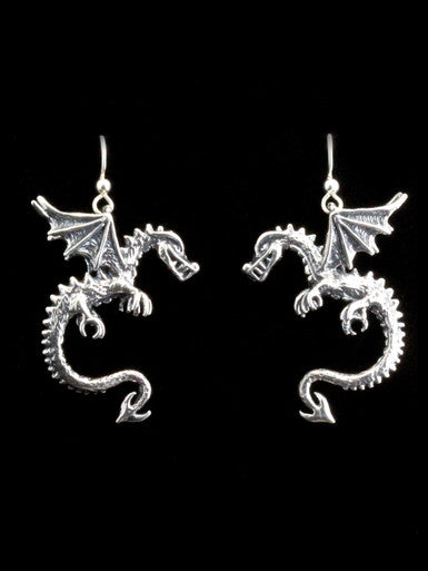 Spike Dragon Earrings - Silver