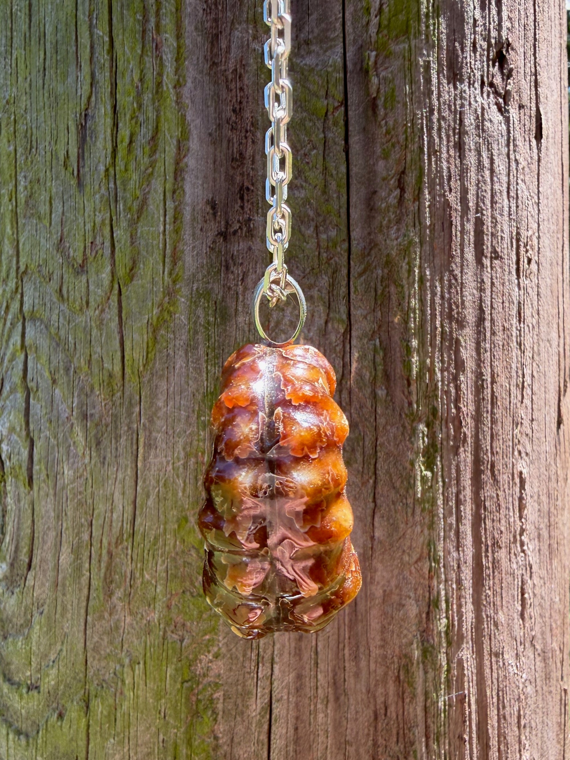 Large Spiky Fossilized Ammonite Nautilus Pendant with Peridot - Sterling Silver