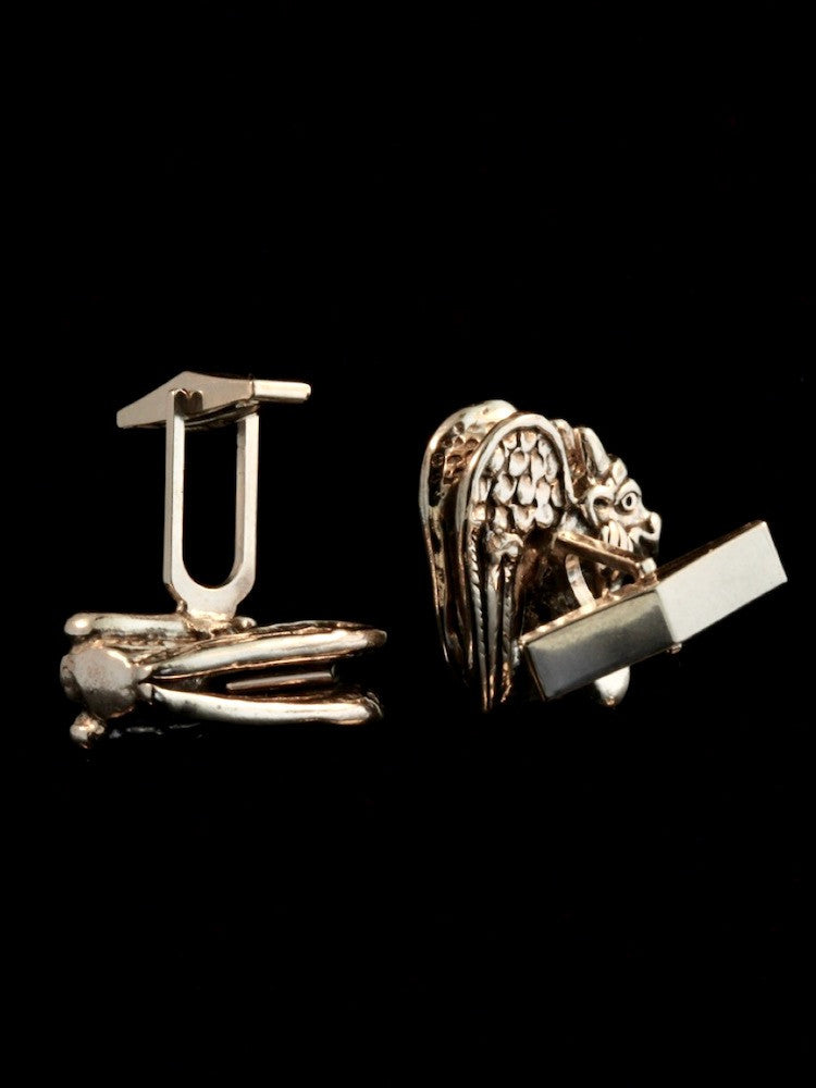 Spitting Gargoyle Cufflinks - Silver