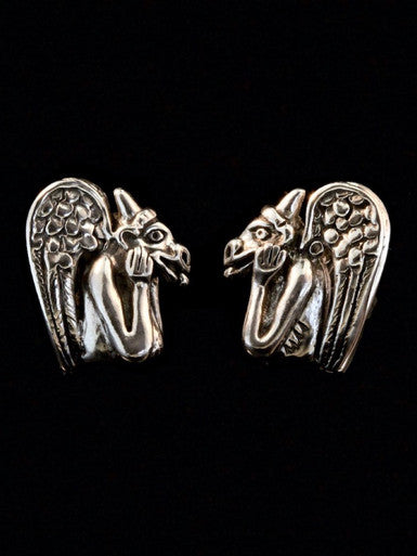 Spitting Gargoyle Cufflinks - Sterling Silver