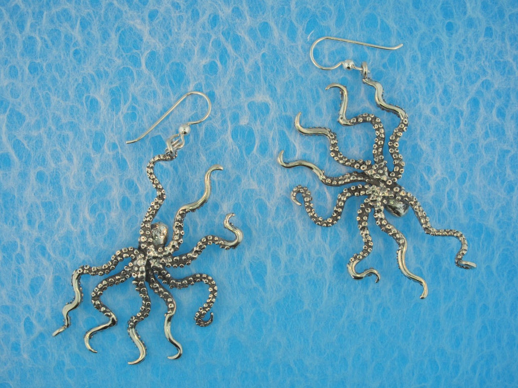 Large Octopus Earrings - Sterling Silver