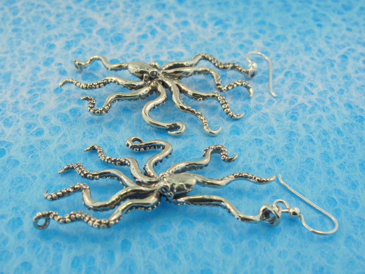 Large Octopus Earrings - Sterling Silver