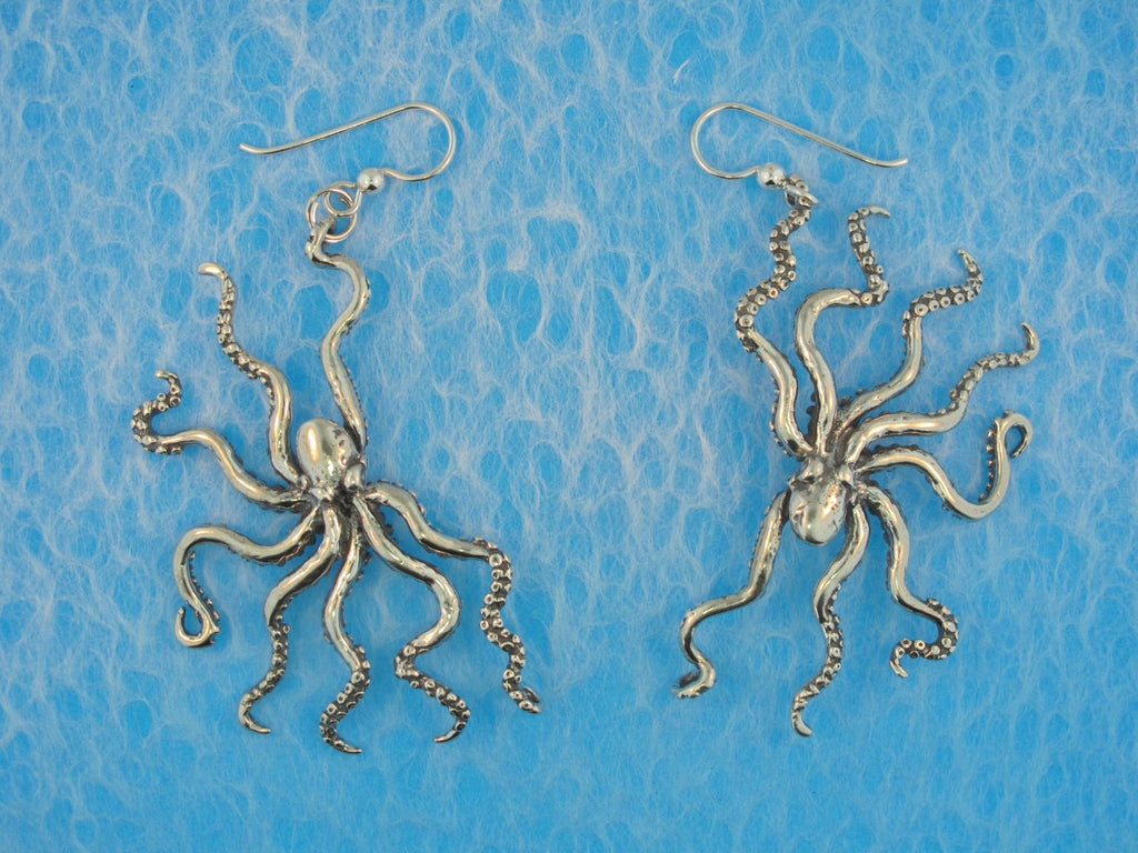 Large Octopus Earrings - Sterling Silver