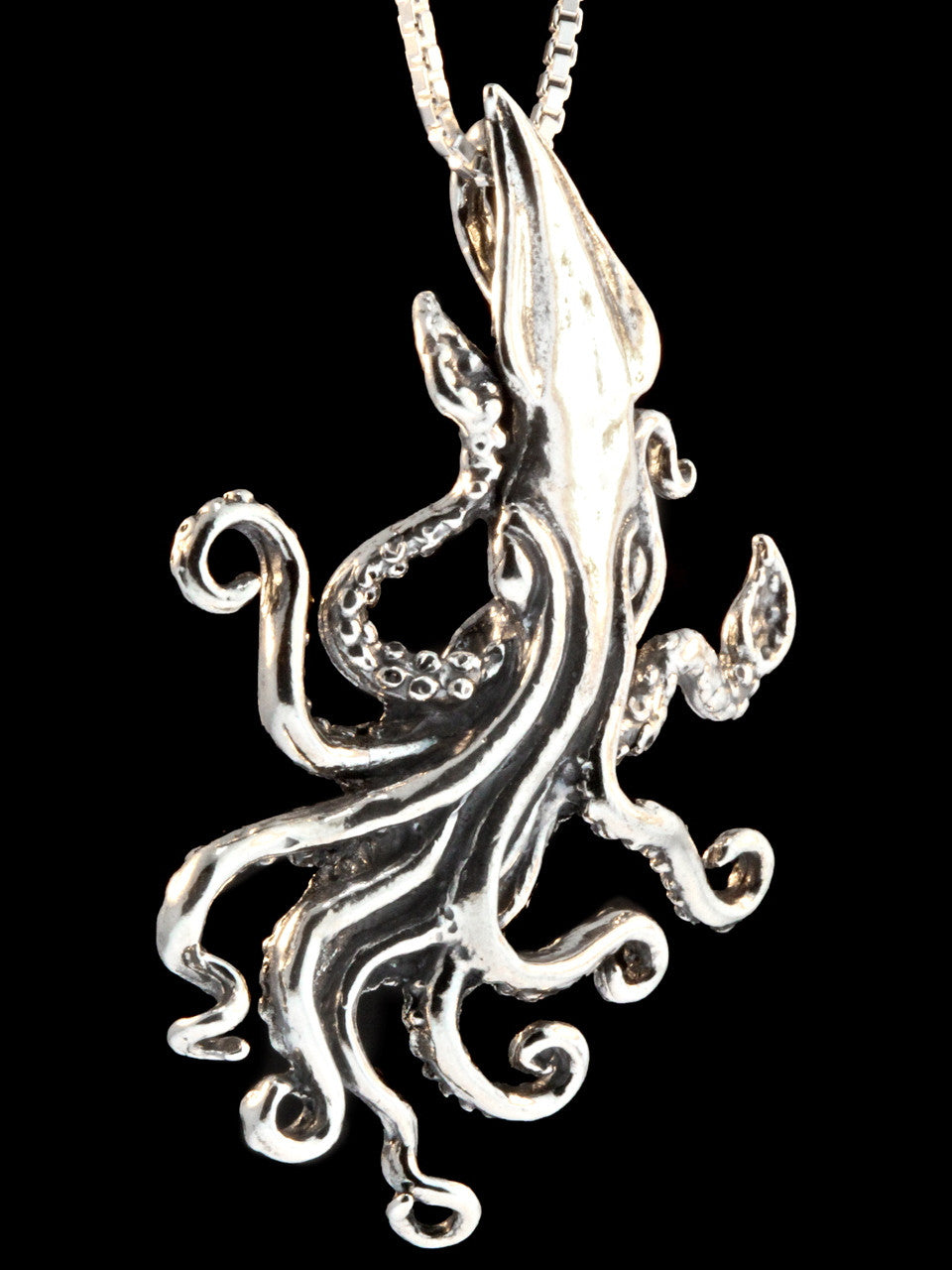 Kraken Squid Pendant in Silver