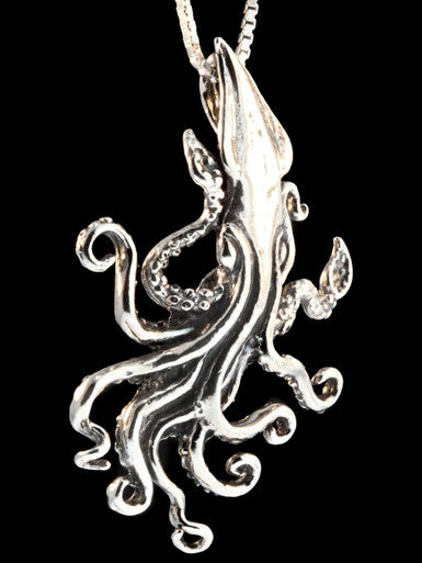 Kraken Squid Pendant - Silver
