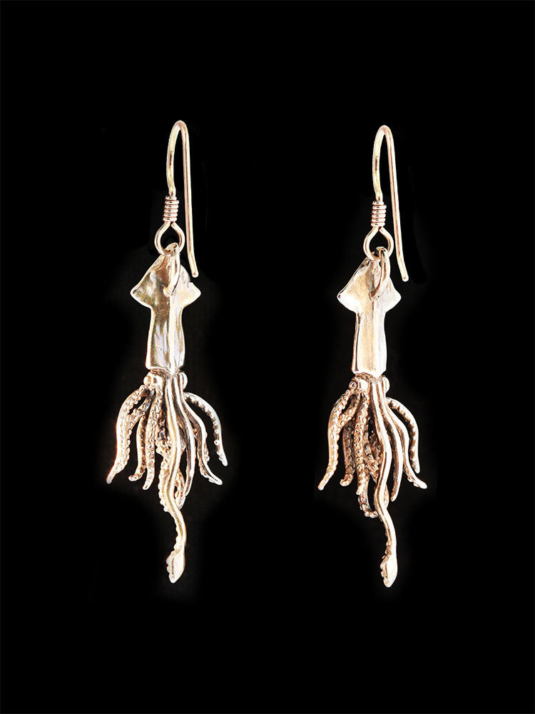 Squid Earrings - Bronze