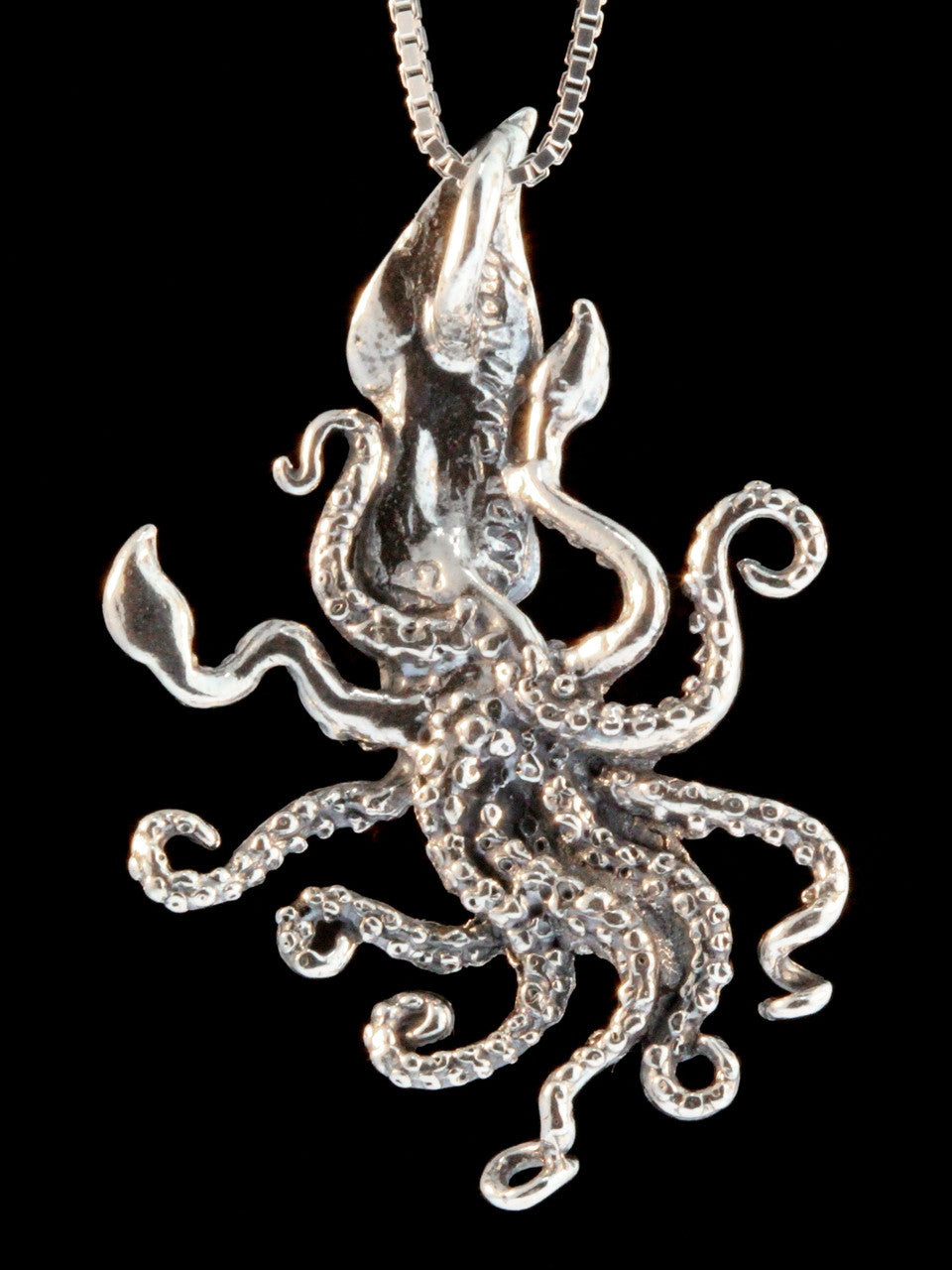 Kraken Squid Pendant in Silver