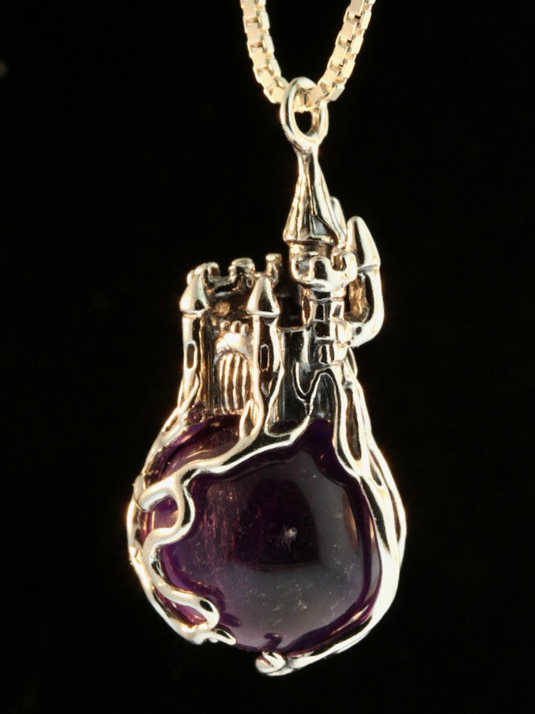Castle w/ Amethyst Orb Pendant in Silver
